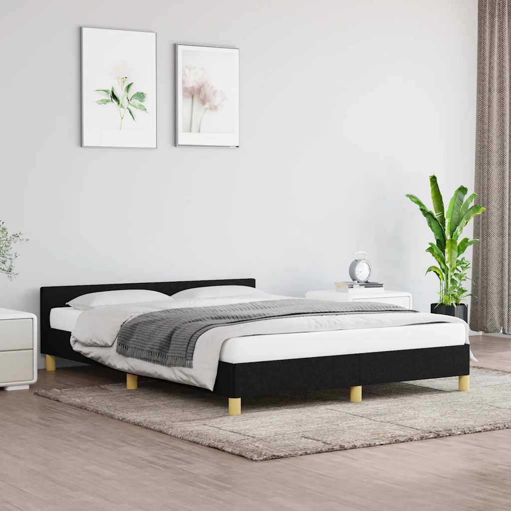 Cadre de lit sans matelas noir 140x200 cm tissu - XIOS