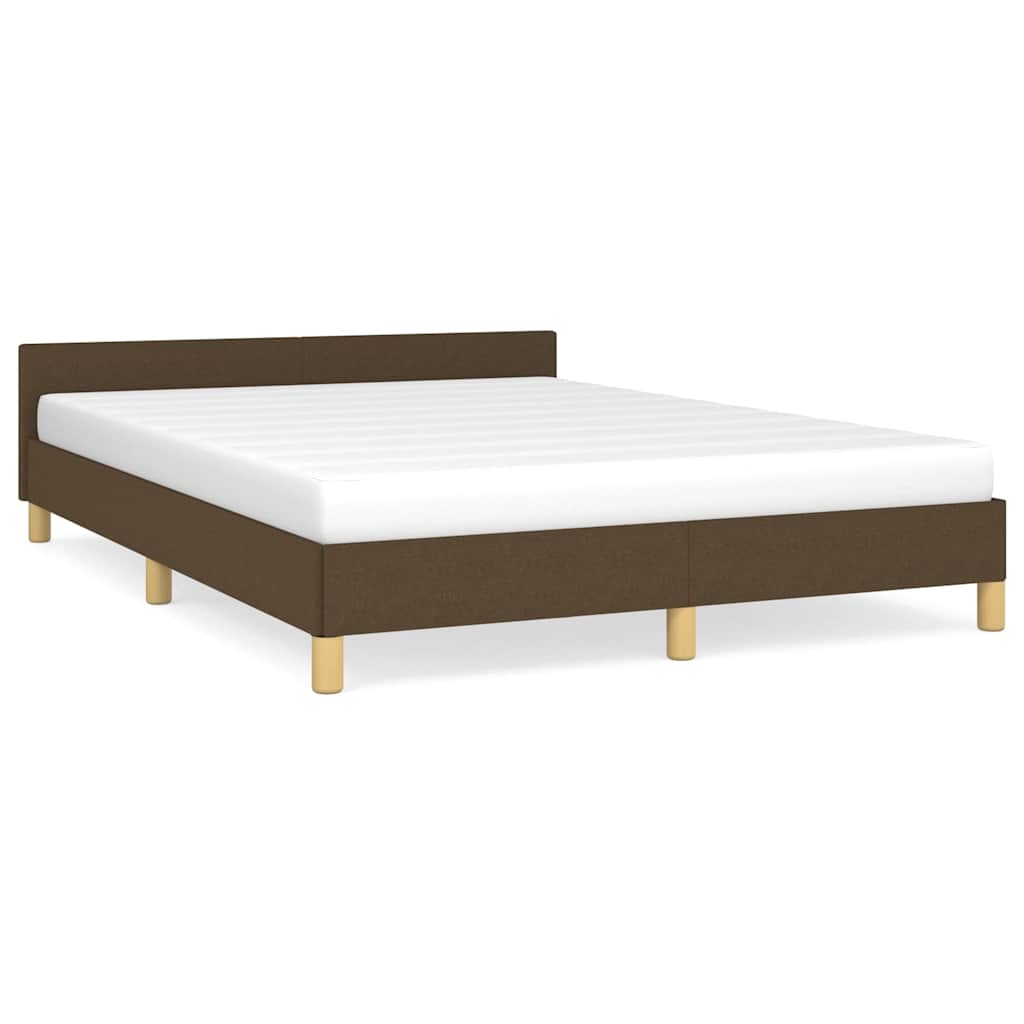 Cadre de lit sans matelas marron foncé 140x200 cm tissu - XIOS