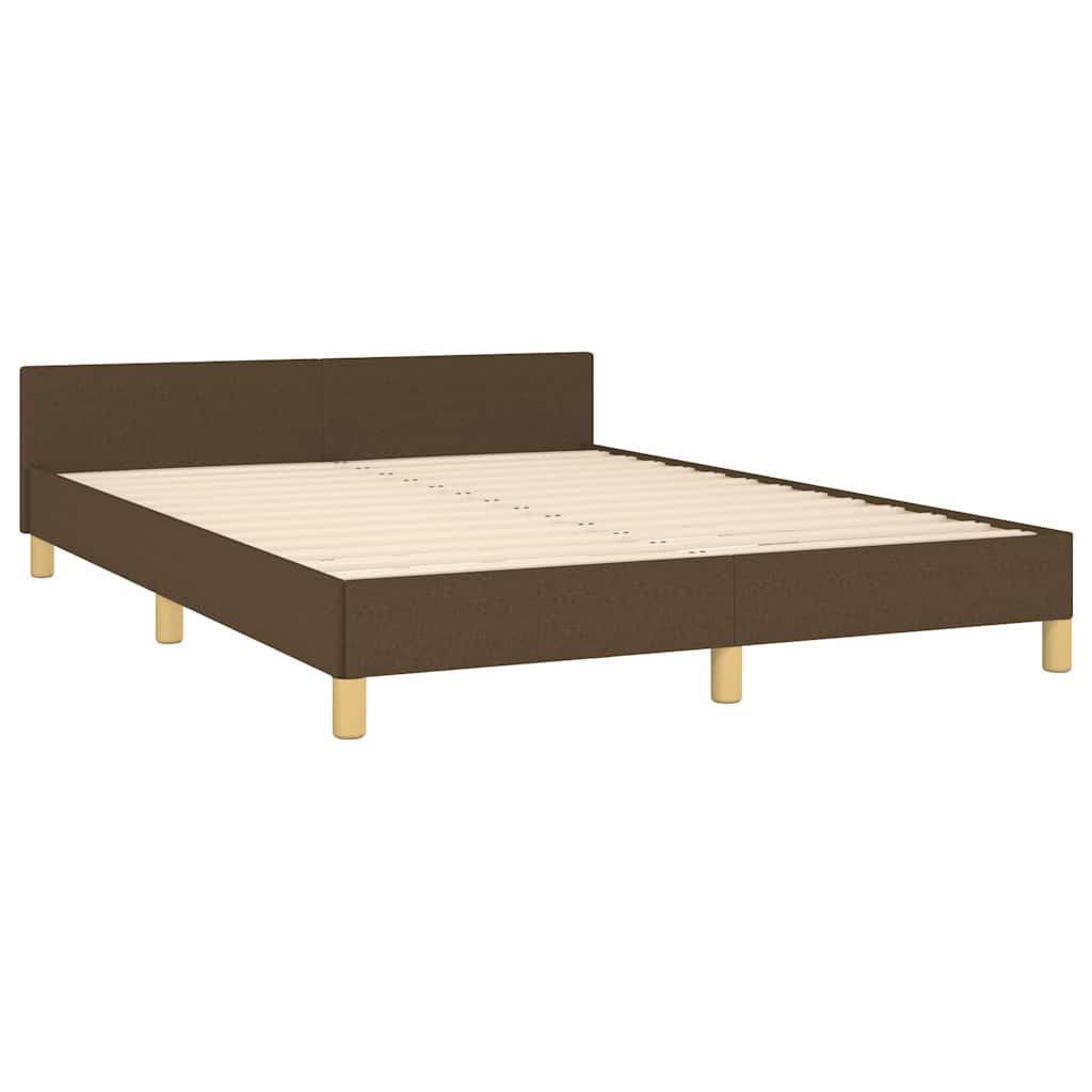 Cadre de lit sans matelas marron foncé 140x200 cm tissu - XIOS