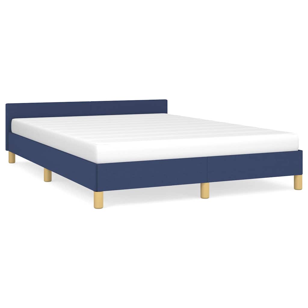 Cadre de lit avec tête de lit sans matelas bleu 140x200cm tissu - XIOS