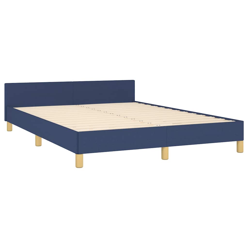 Cadre de lit avec tête de lit sans matelas bleu 140x200cm tissu - XIOS