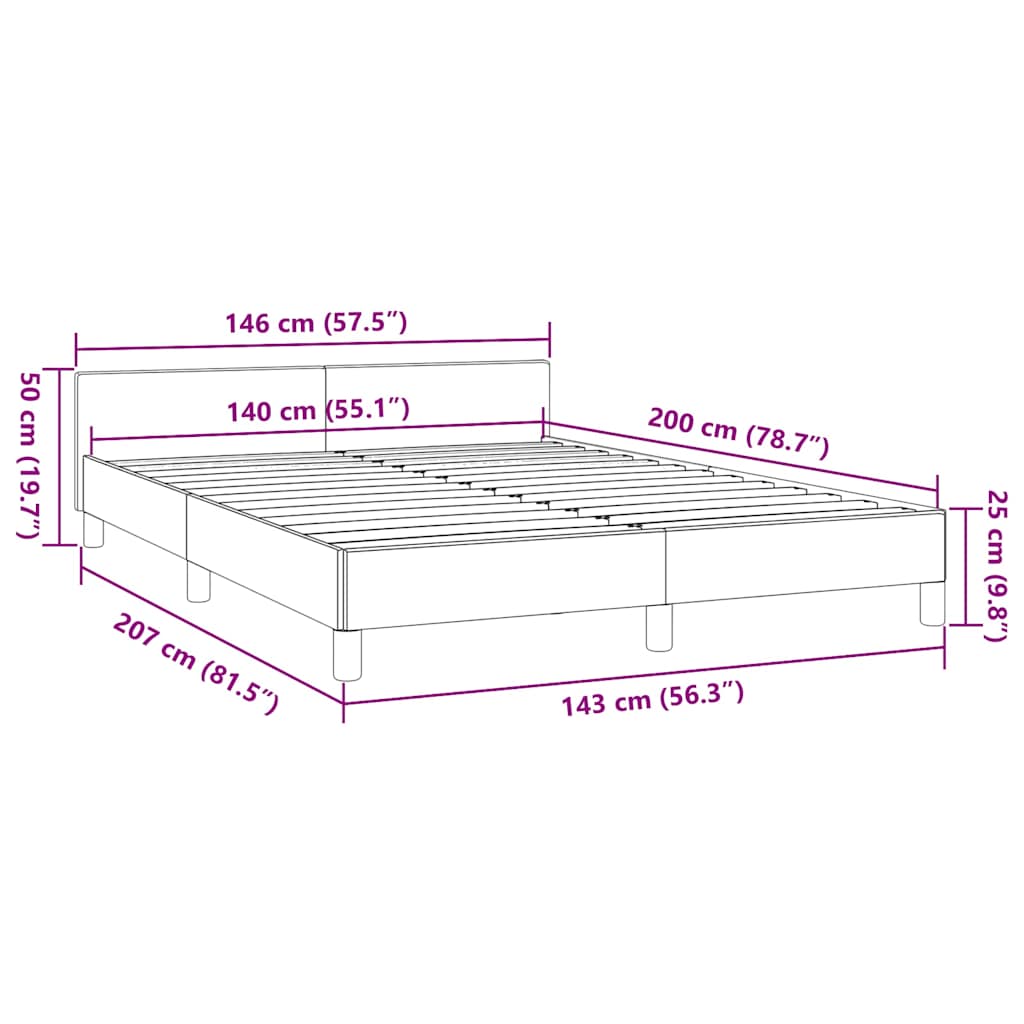 Cadre de lit avec tête de lit sans matelas bleu 140x200cm tissu - XIOS