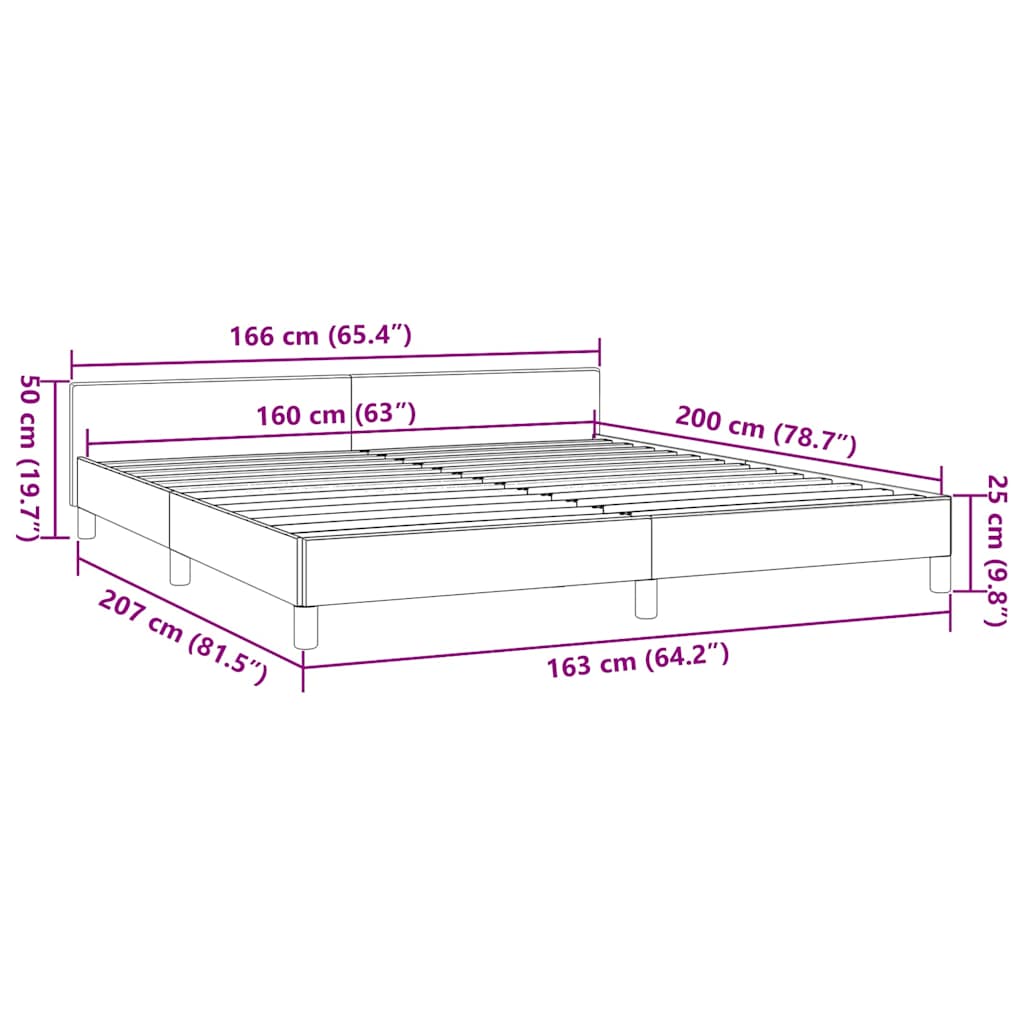 Cadre de lit sans matelas gris clair 160x200 cm tissu - XIOS
