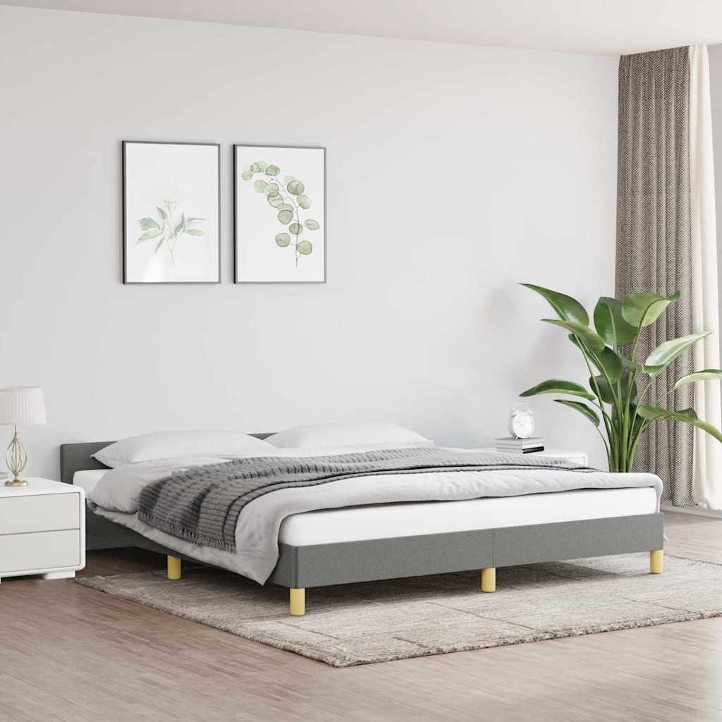 Cadre de lit sans matelas gris foncé 160x200 cm tissu - XIOS
