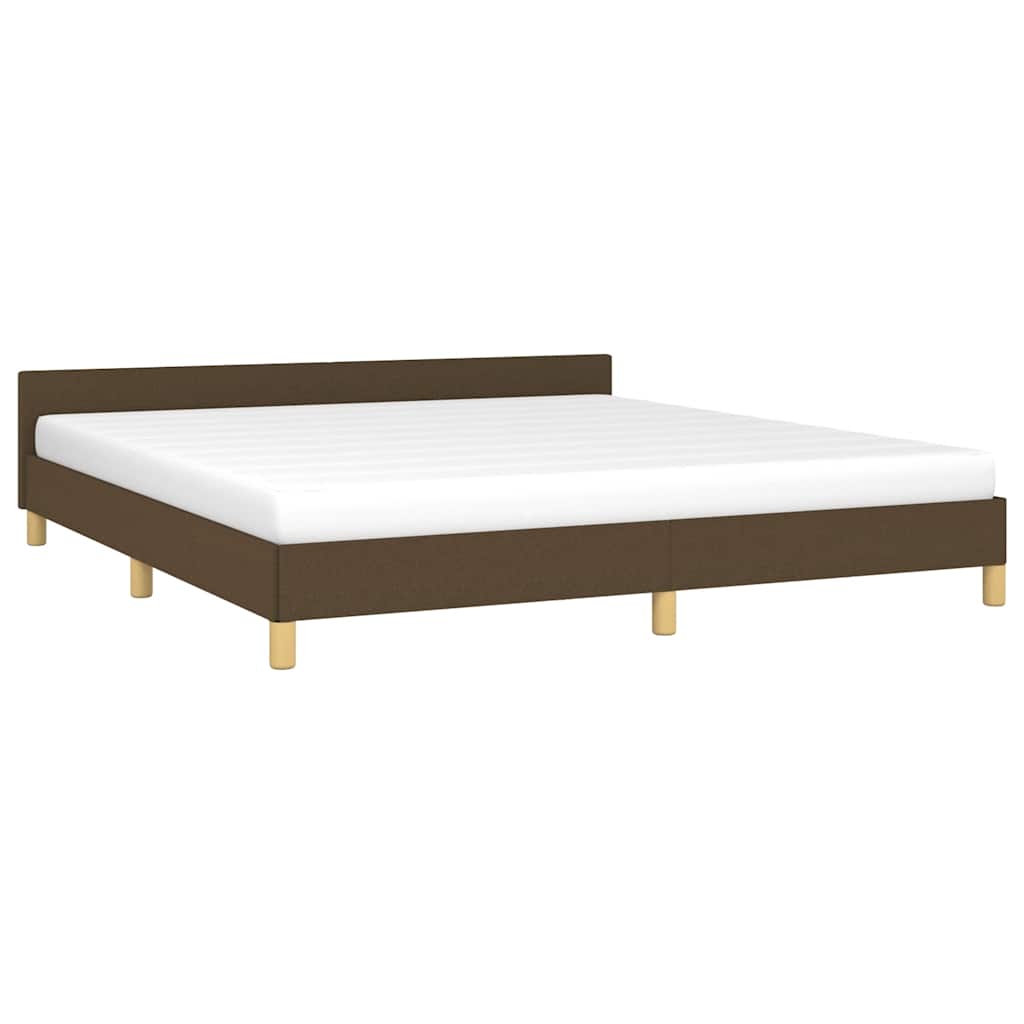 Cadre de lit sans matelas marron foncé 160x200 cm tissu - XIOS