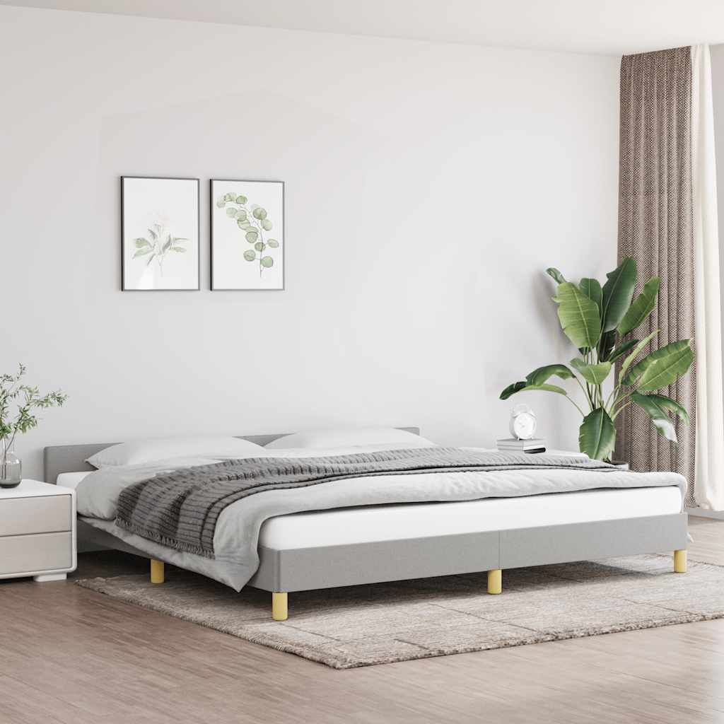 Cadre de lit sans matelas gris clair 200x200 cm tissu - XIOS