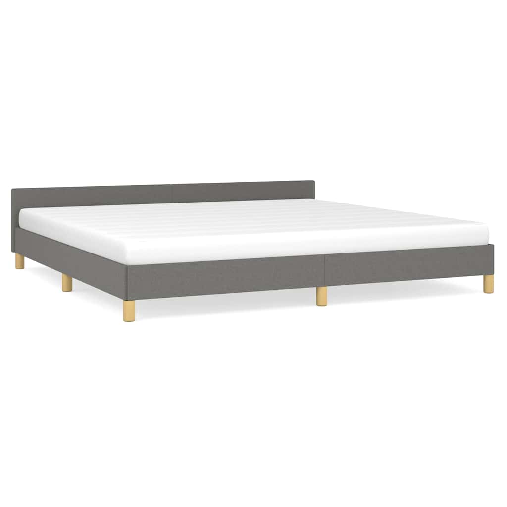 Cadre de lit sans matelas gris foncé 200x200 cm tissu - XIOS