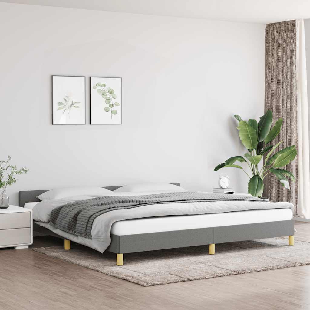 Cadre de lit sans matelas gris foncé 200x200 cm tissu - XIOS