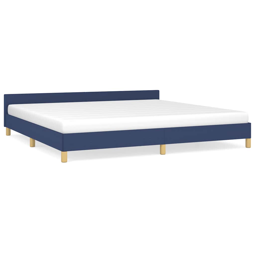 Cadre de lit avec tête de lit sans matelas bleu 200x200cm tissu - XIOS