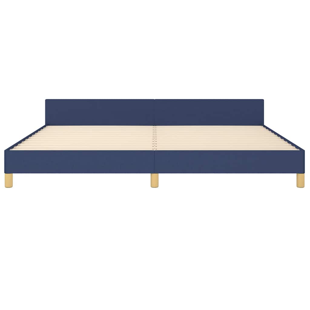 Cadre de lit avec tête de lit sans matelas bleu 200x200cm tissu - XIOS