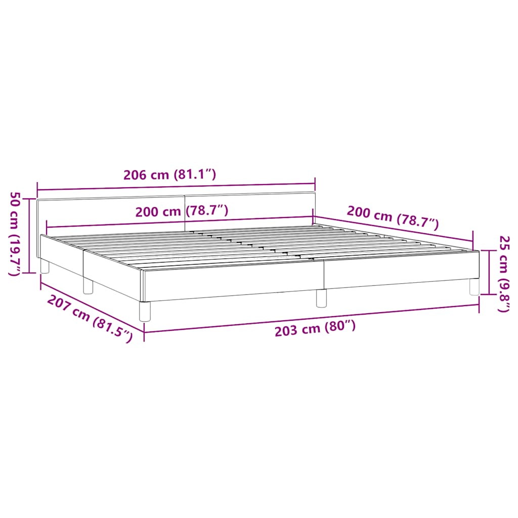 Cadre de lit sans matelas vert 200x200 cm tissu - XIOS