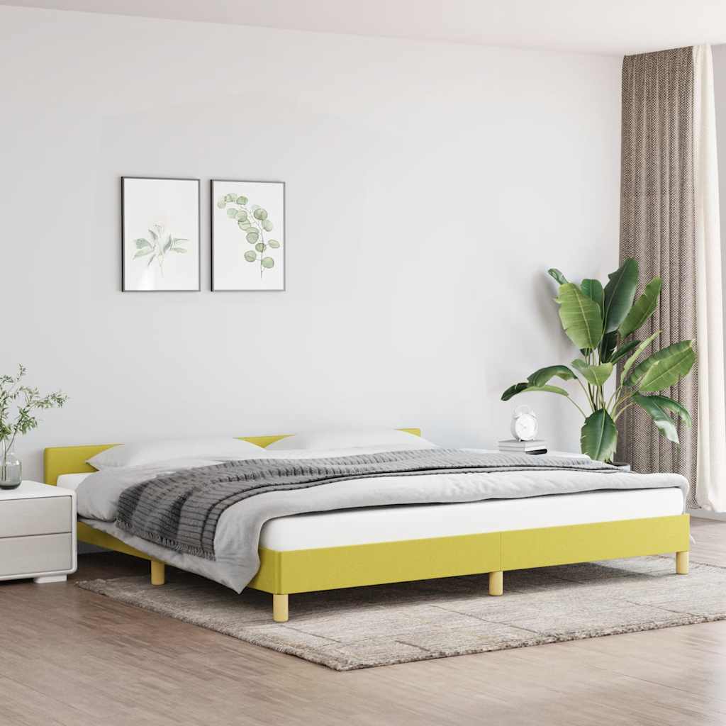 Cadre de lit sans matelas vert 200x200 cm tissu - XIOS