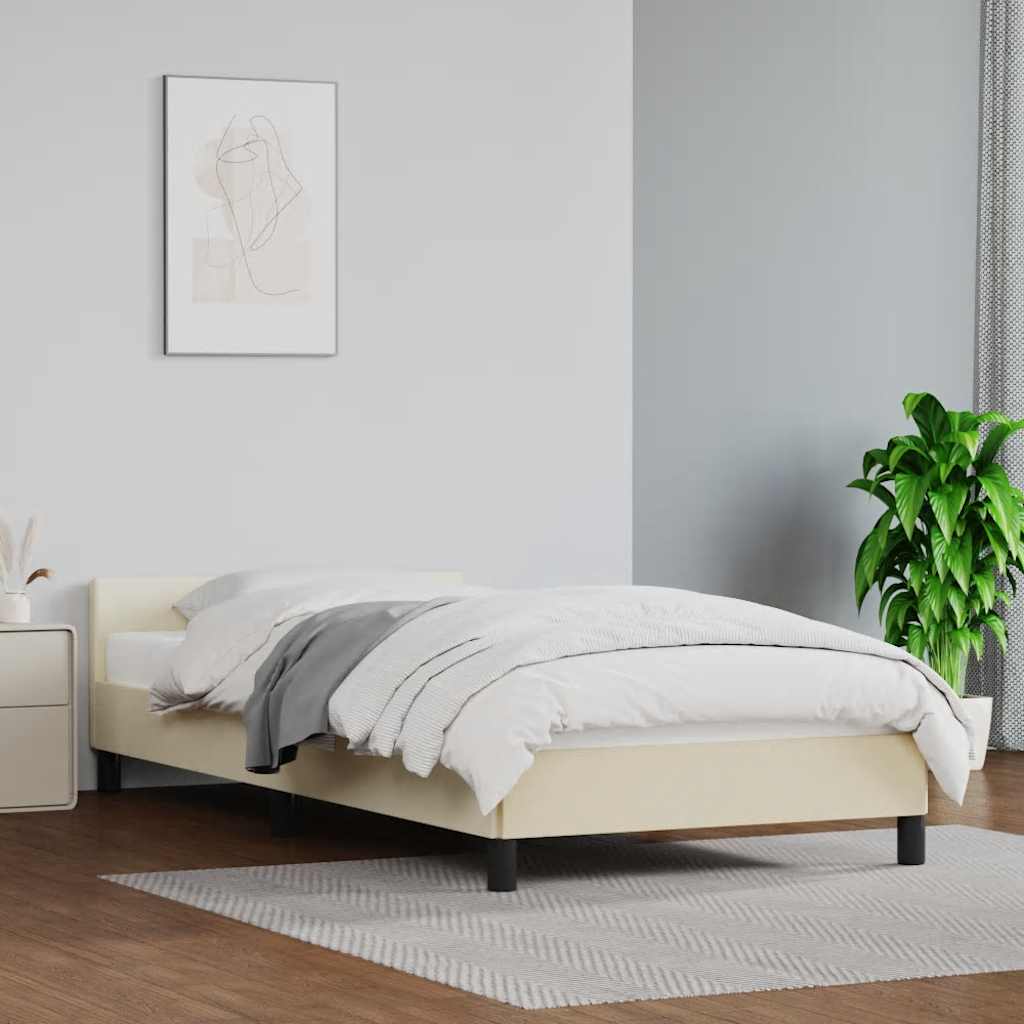Cadre de lit avec tête de lit sans matelas crème 80x200 cm - XIOS