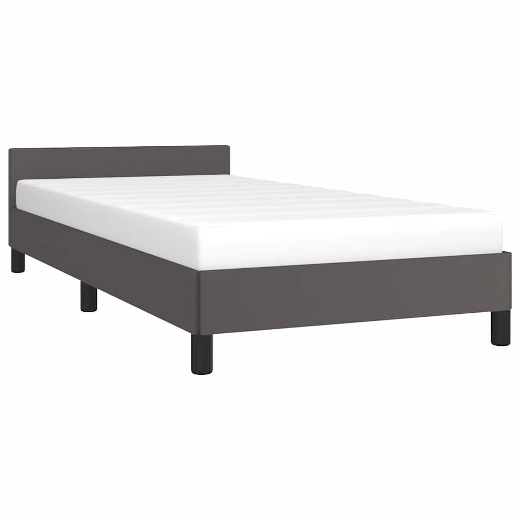 Cadre de lit avec tête de lit sans matelas gris 90x190 cm - XIOS