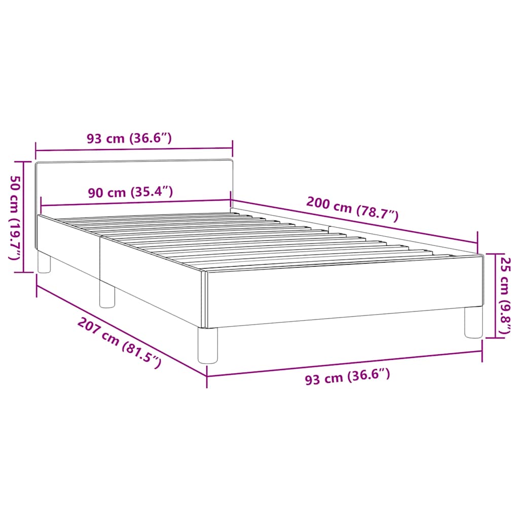 Cadre de lit avec tête de lit sans matelas cappuccino 90x200 cm - XIOS
