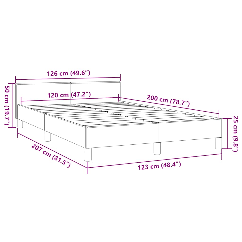 Cadre de lit avec tête de lit sans matelas gris 120x200 cm - XIOS