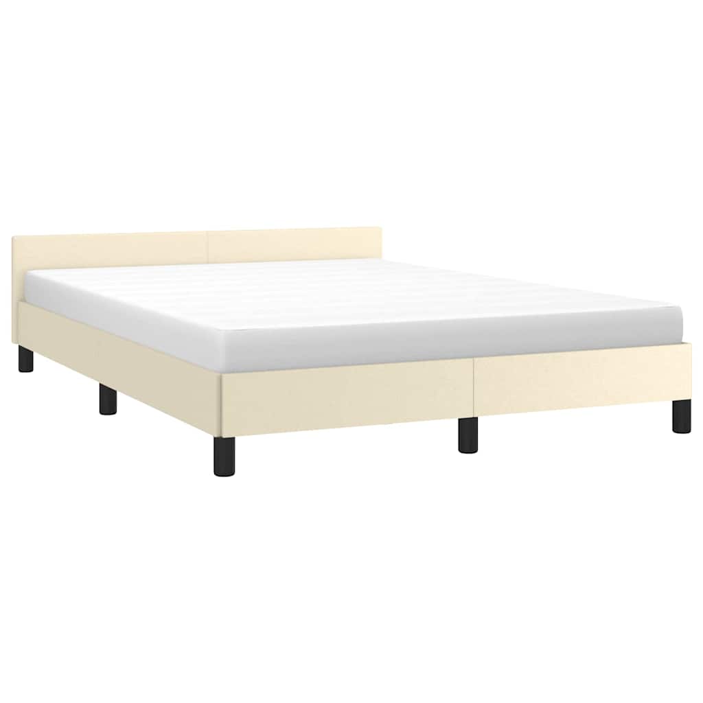 Cadre de lit avec tête de lit sans matelas crème 140x190 cm - XIOS