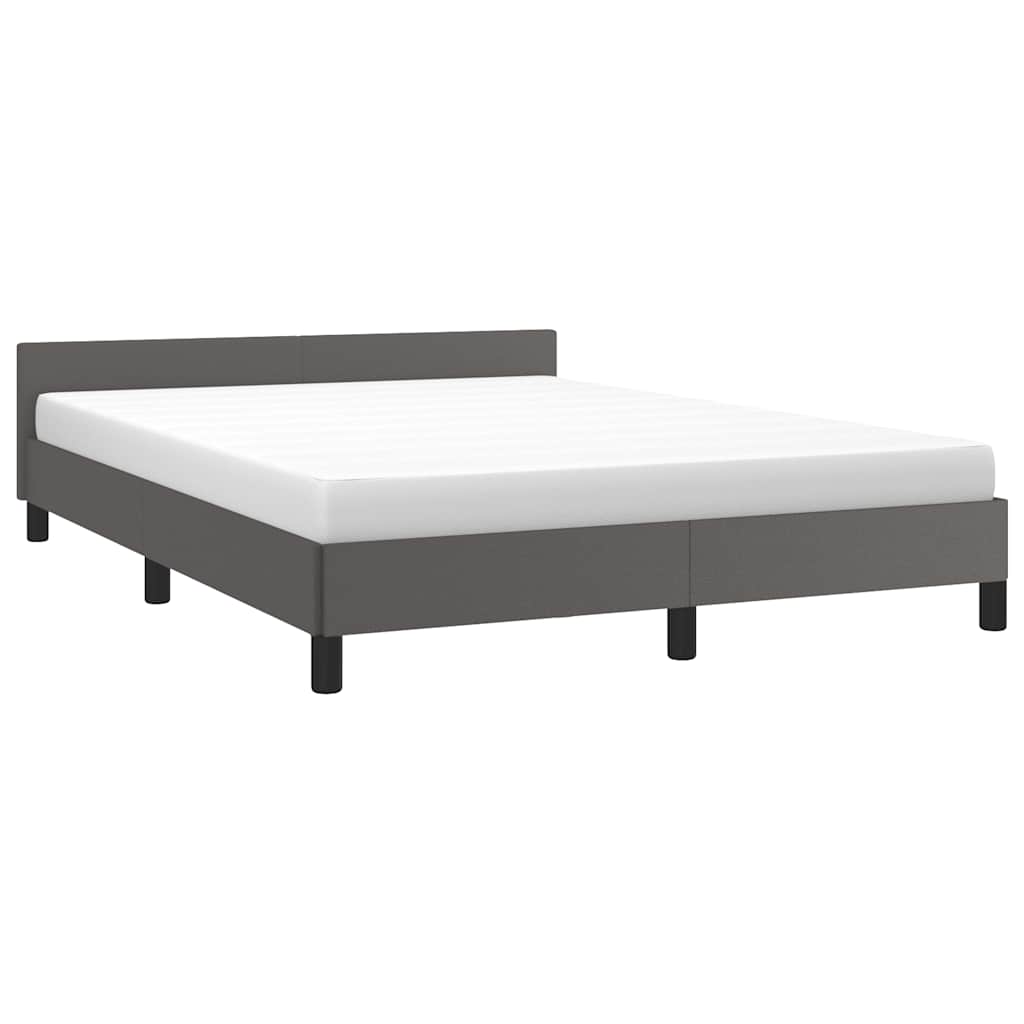 Cadre de lit avec tête de lit sans matelas gris 140x190 cm - XIOS