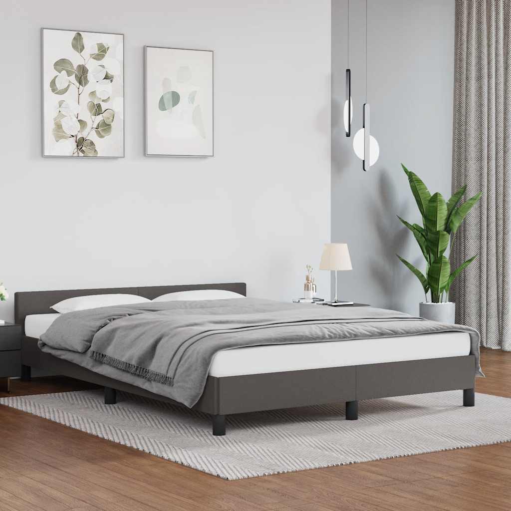 Cadre de lit avec tête de lit sans matelas gris 140x190 cm - XIOS