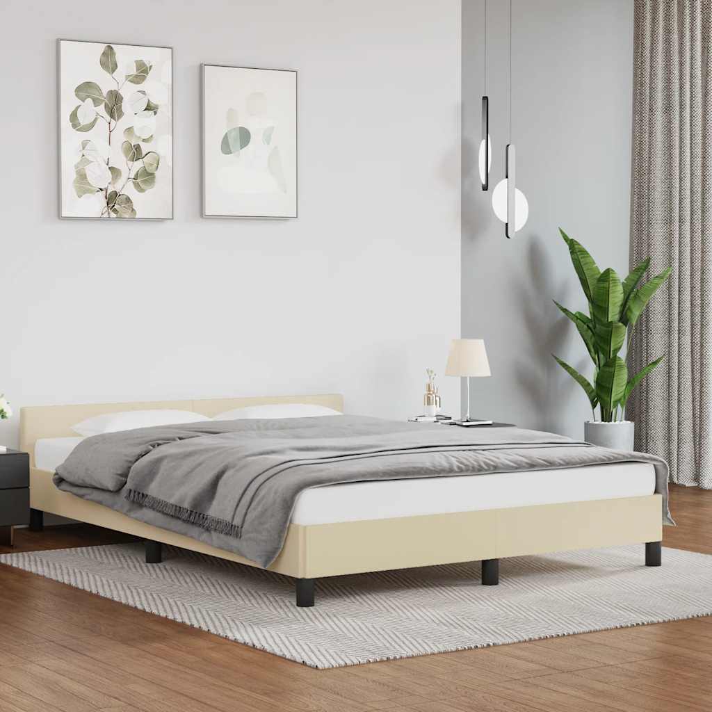 Cadre de lit avec tête de lit sans matelas crème 140x200 cm - XIOS