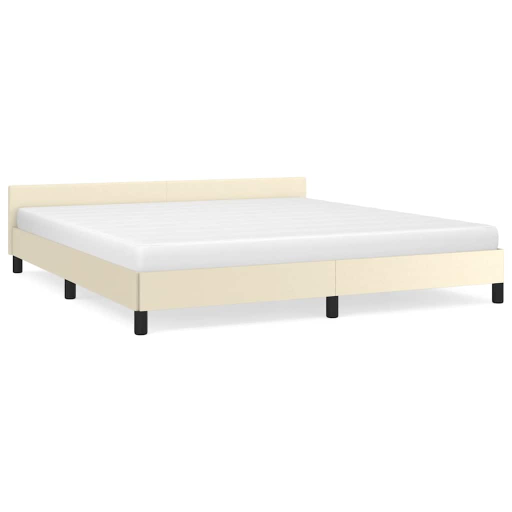 Cadre de lit avec tête de lit sans matelas crème 160x200 cm - XIOS