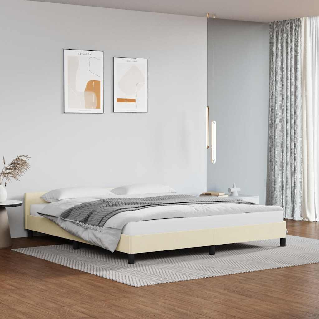 Cadre de lit avec tête de lit sans matelas crème 160x200 cm - XIOS