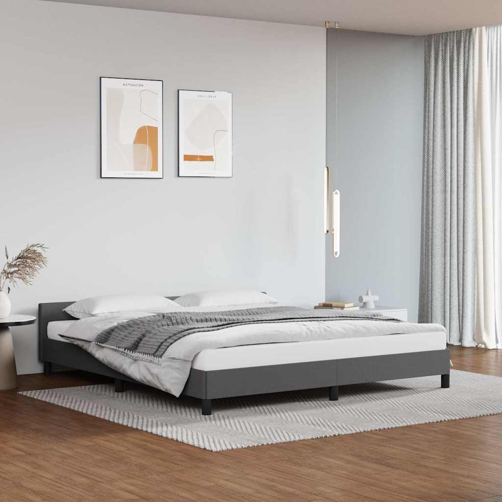 Cadre de lit avec tête de lit sans matelas gris 160x200 cm - XIOS