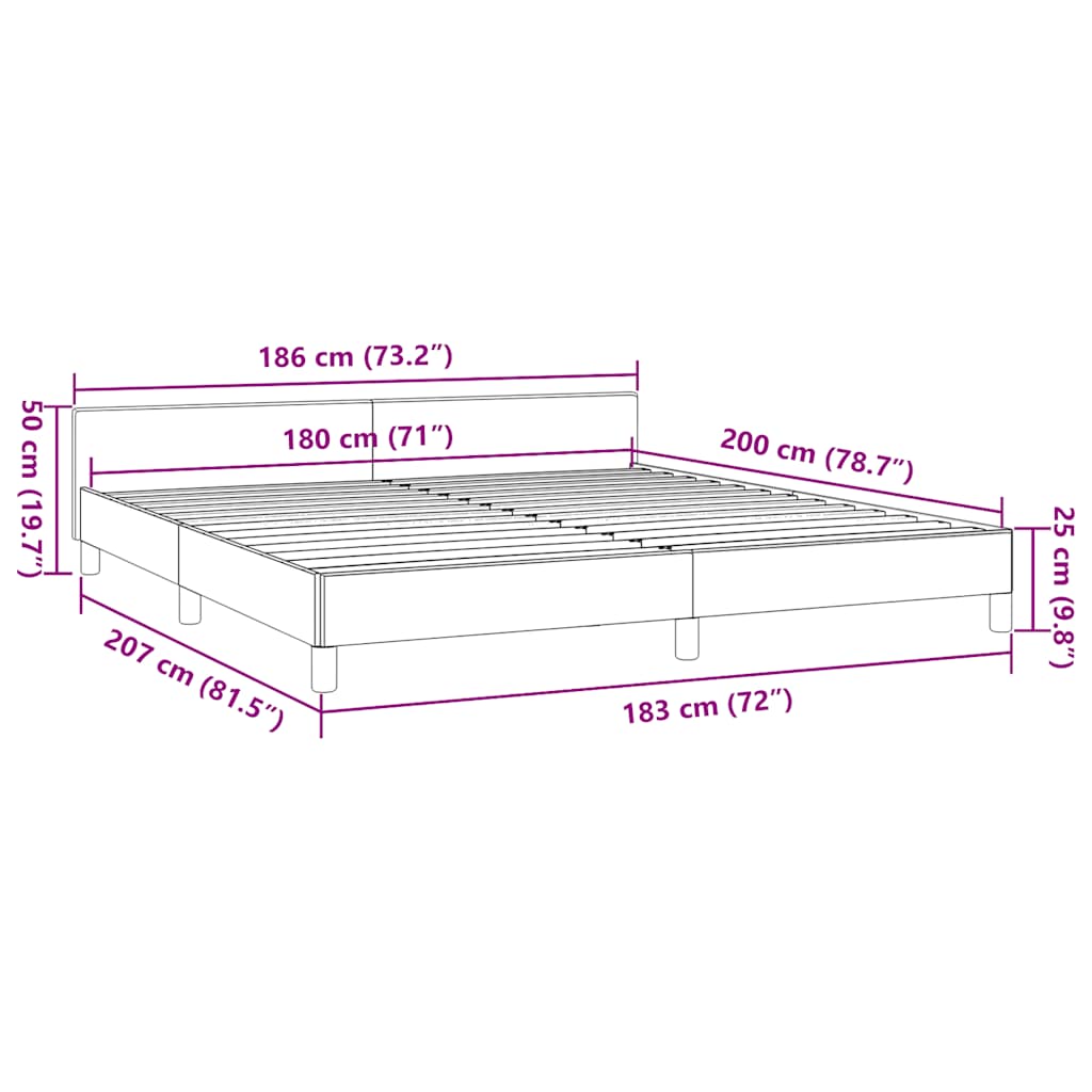 Cadre de lit avec tête de lit sans matelas noir 180x200 cm - XIOS
