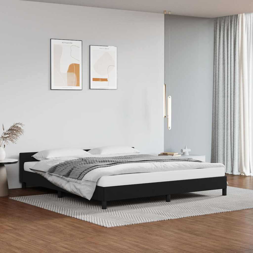 Cadre de lit avec tête de lit sans matelas noir 180x200 cm - XIOS