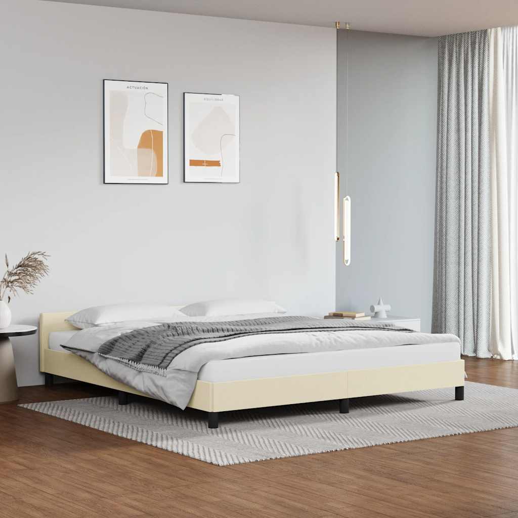 Cadre de lit avec tête de lit sans matelas crème 180x200 cm - XIOS