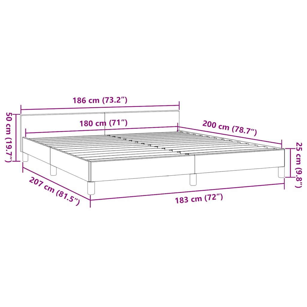Cadre de lit avec tête de lit sans matelas gris 180x200 cm - XIOS