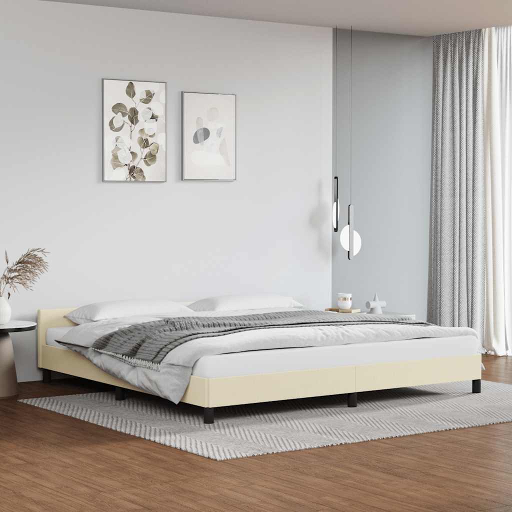 Cadre de lit avec tête de lit sans matelas crème 200x200 cm - XIOS