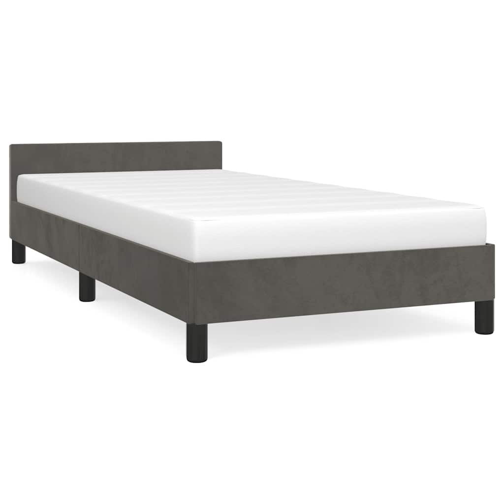 Cadre de lit sans matelas gris foncé 80x200 cm velours - XIOS