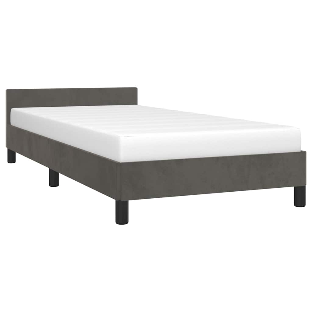 Cadre de lit sans matelas gris foncé 80x200 cm velours - XIOS