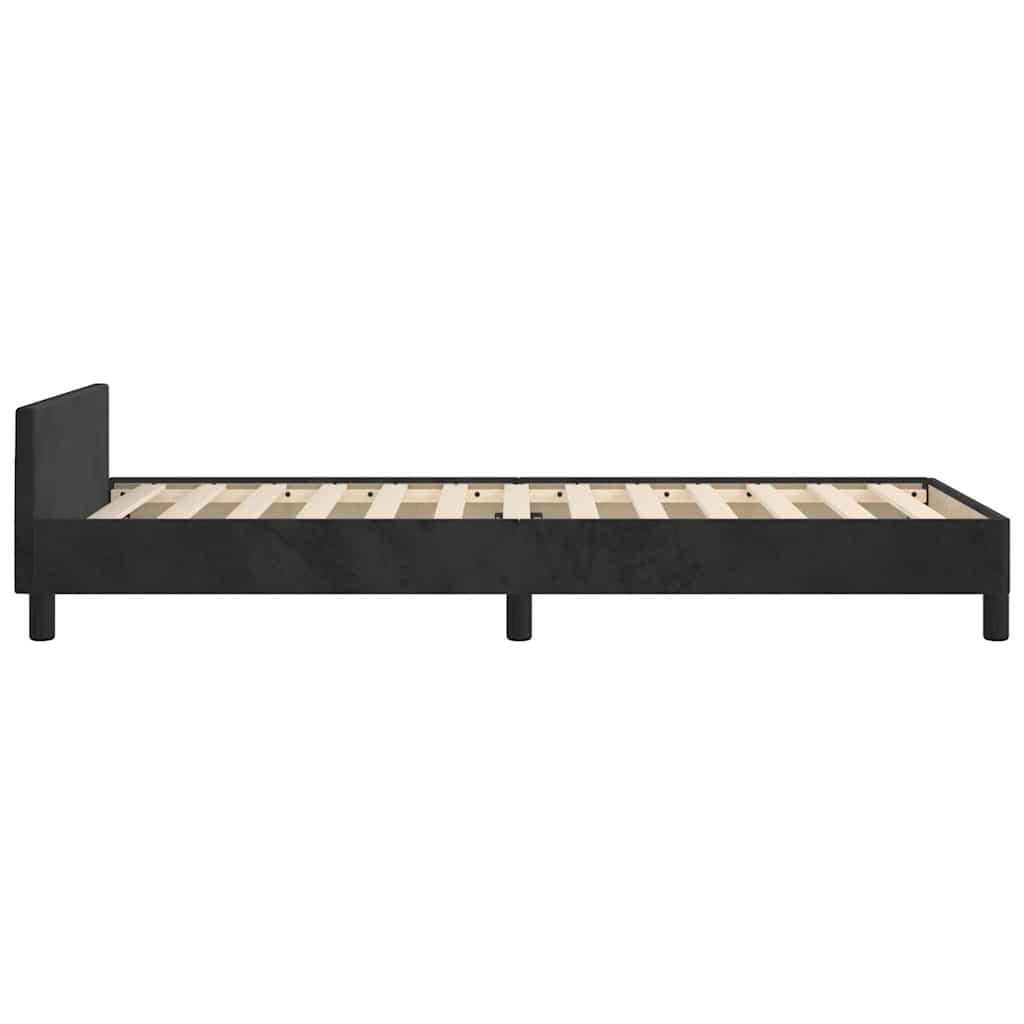Cadre de lit et tête de lit sans matelas noir 80x200 cm velours - XIOS