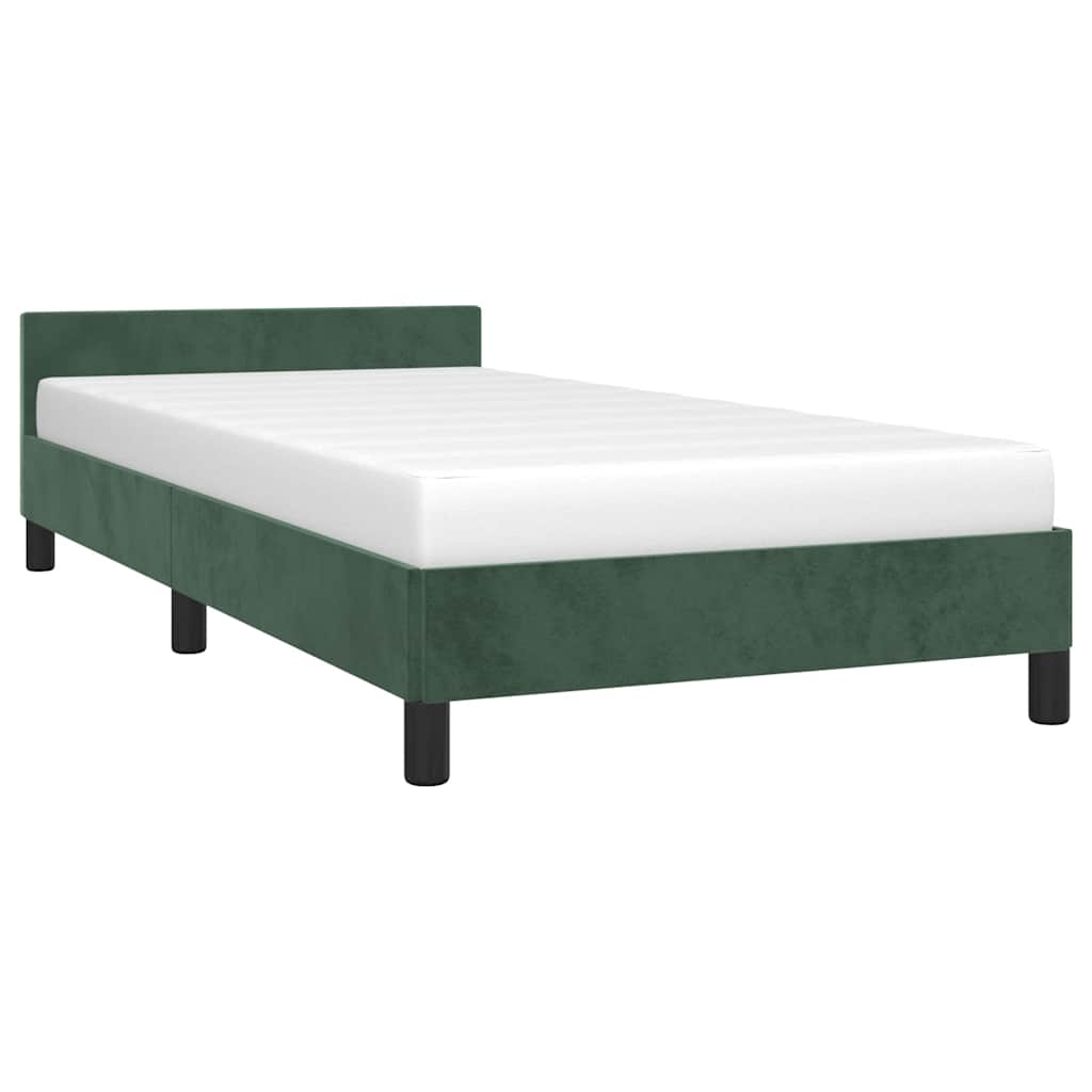 Cadre de lit sans matelas vert foncé 80x200 cm velours - XIOS