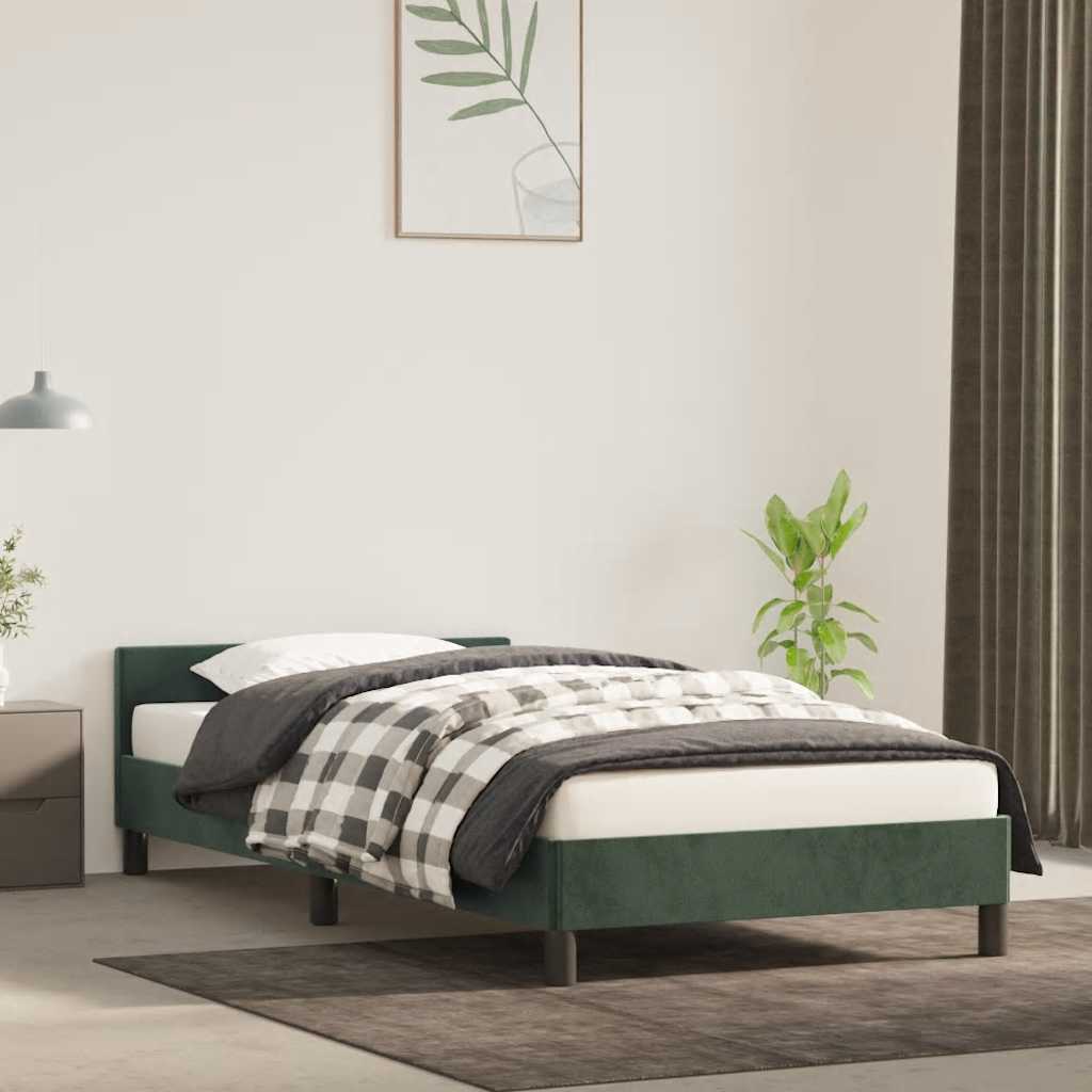 Cadre de lit sans matelas vert foncé 80x200 cm velours - XIOS