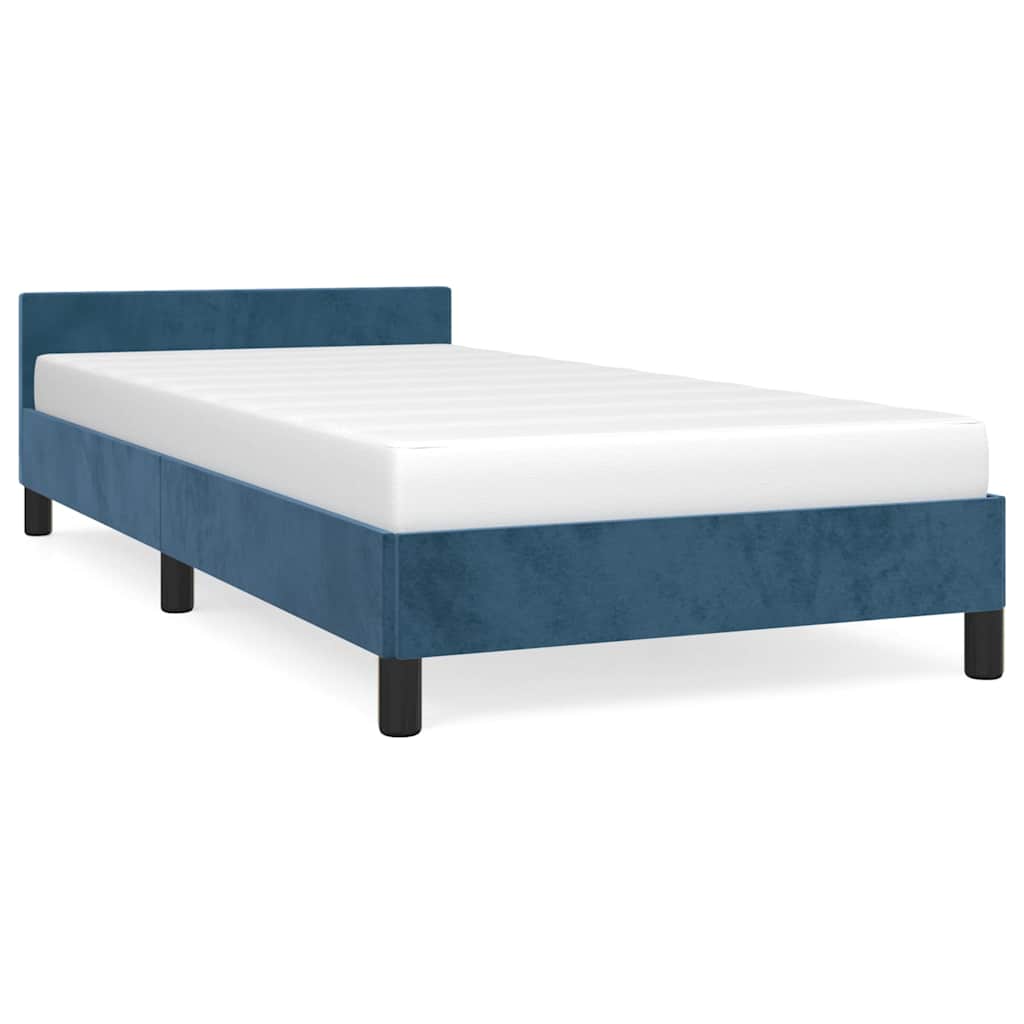 Cadre de lit sans matelas bleu foncé 80x200 cm velours - XIOS