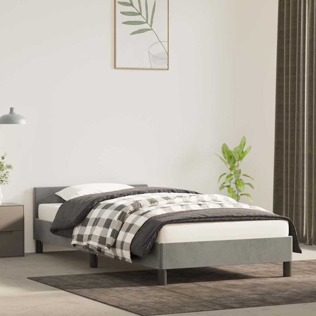 Cadre de lit sans matelas gris clair 90x190 cm velours - XIOS