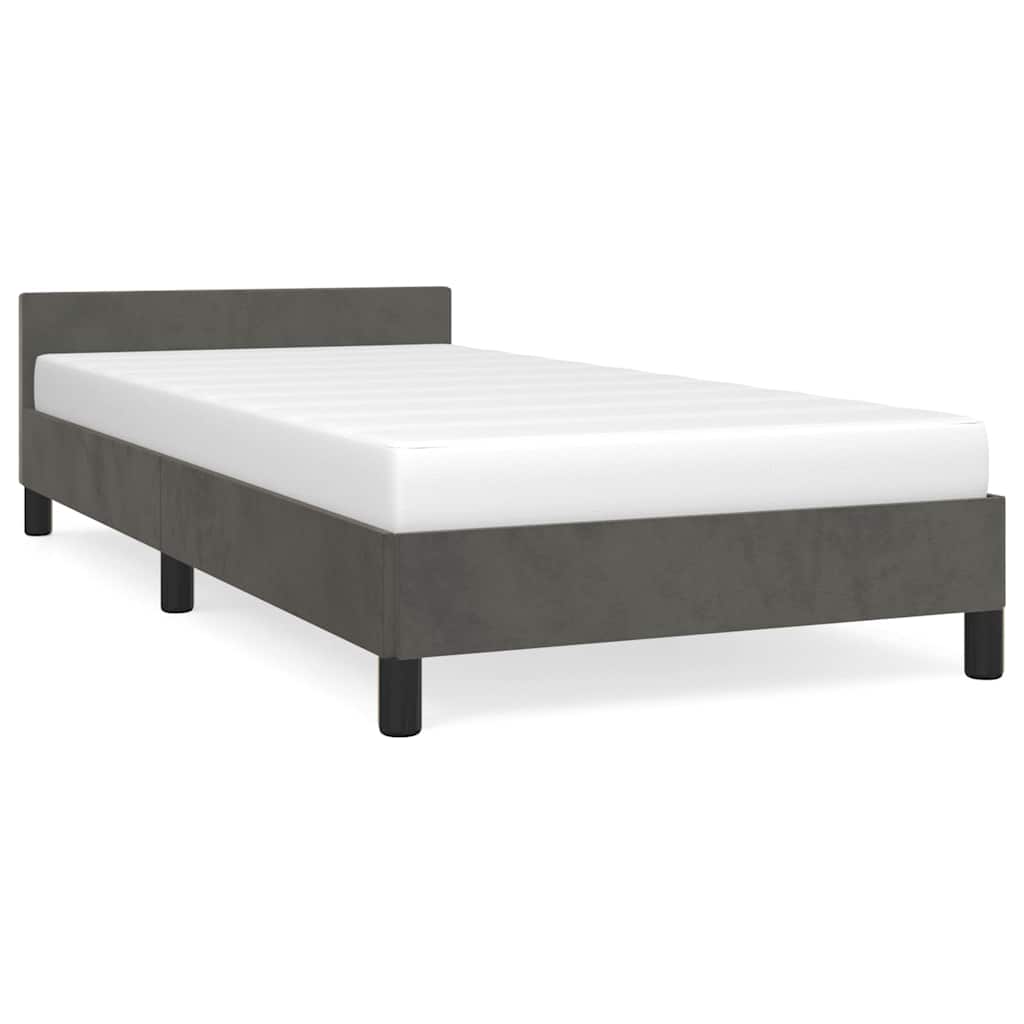Cadre de lit sans matelas gris foncé 90x190 cm velours - XIOS