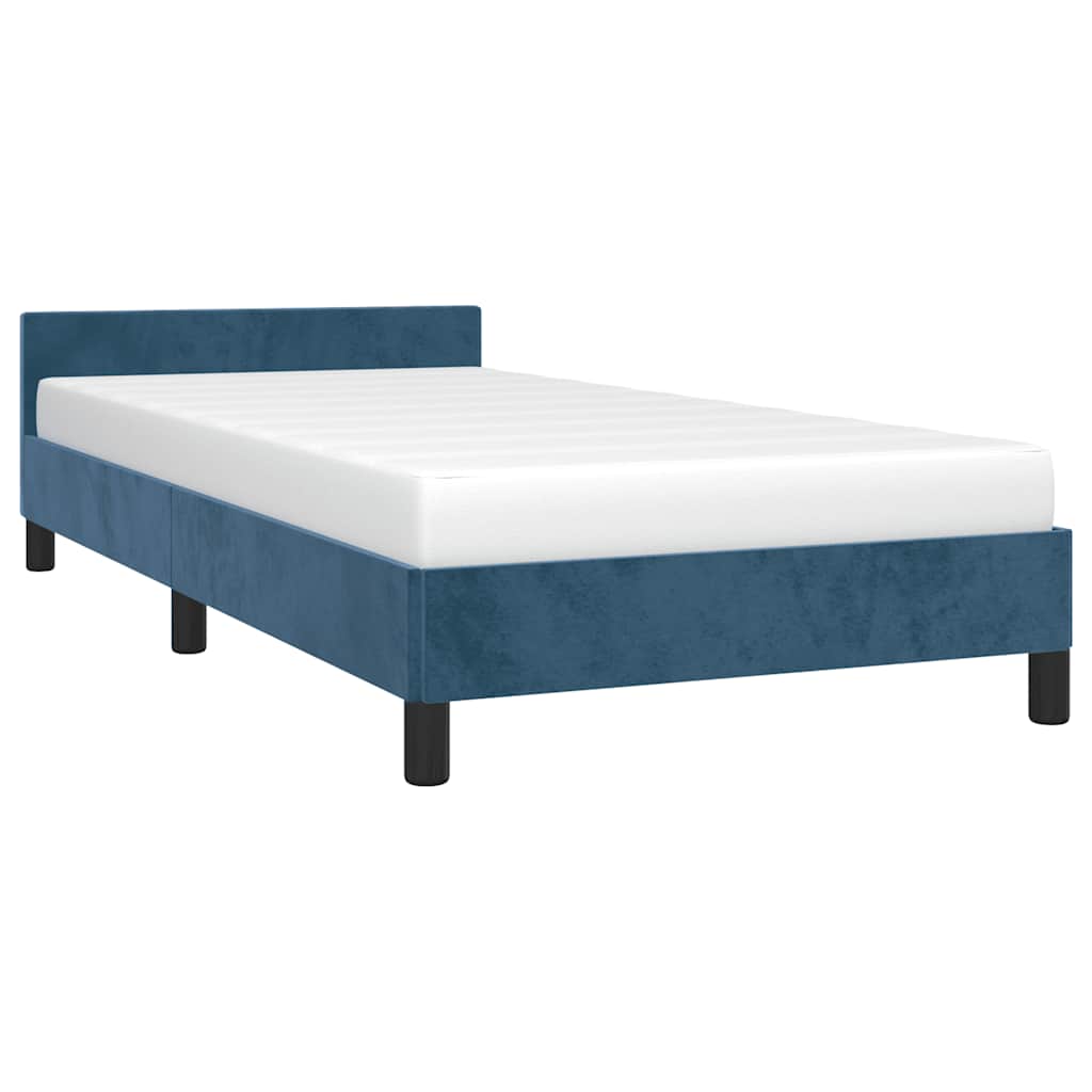 Cadre de lit sans matelas bleu foncé 90x190 cm velours - XIOS
