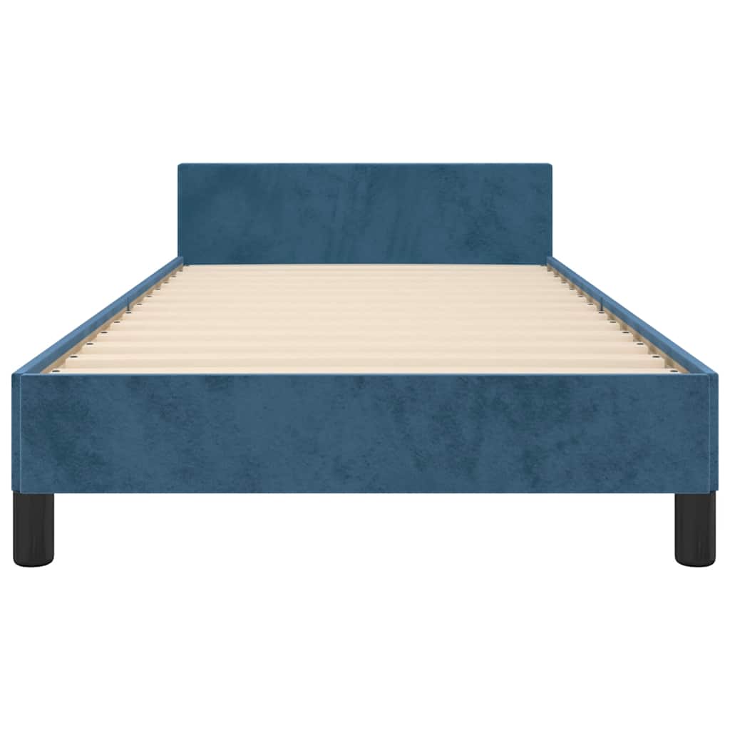 Cadre de lit sans matelas bleu foncé 90x190 cm velours - XIOS