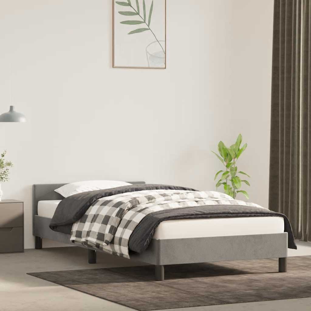 Cadre de lit sans matelas gris clair 90x200 cm velours - XIOS