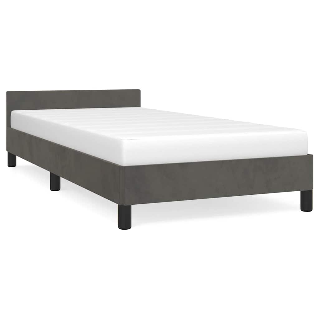 Cadre de lit sans matelas gris foncé 90x200 cm velours - XIOS