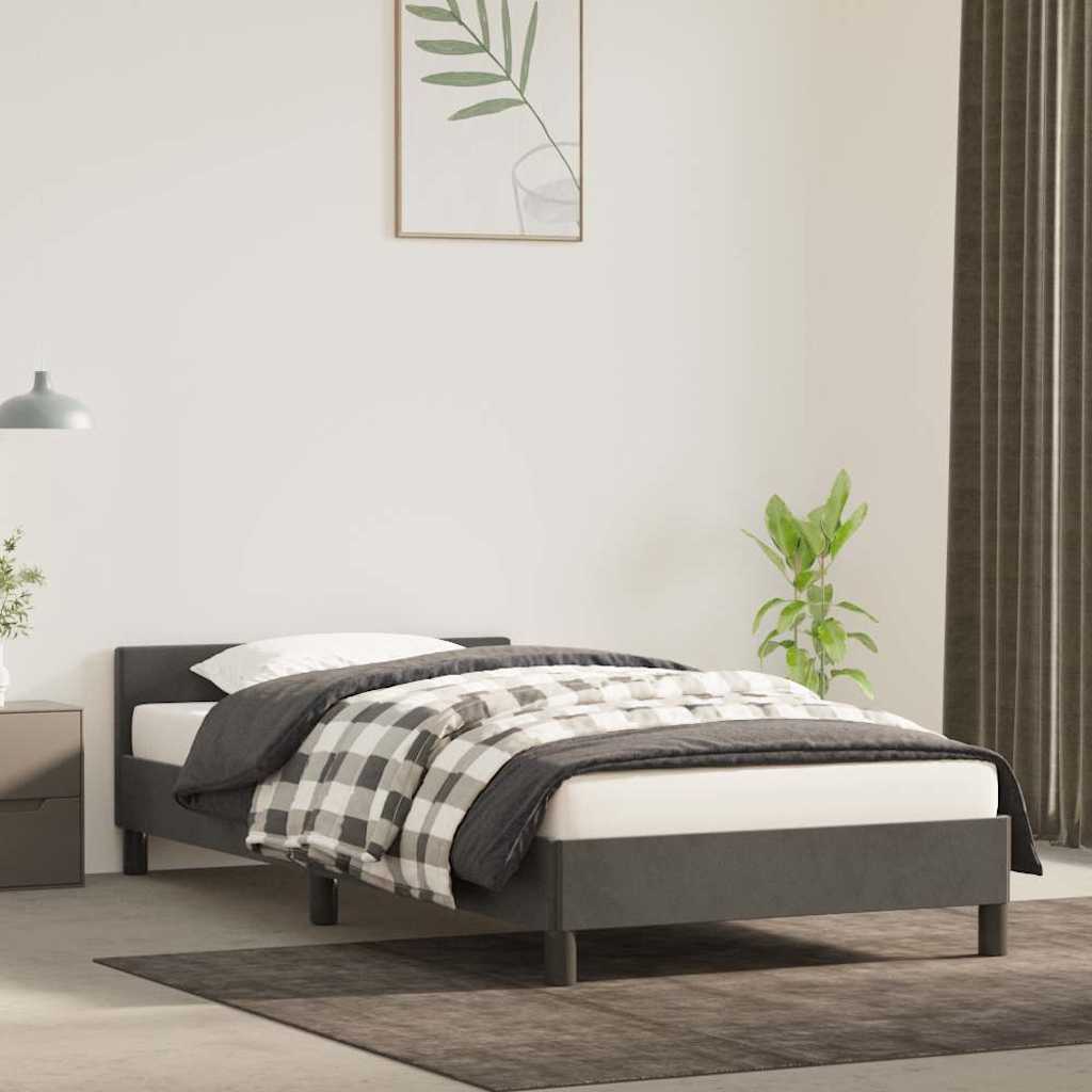 Cadre de lit sans matelas gris foncé 90x200 cm velours - XIOS