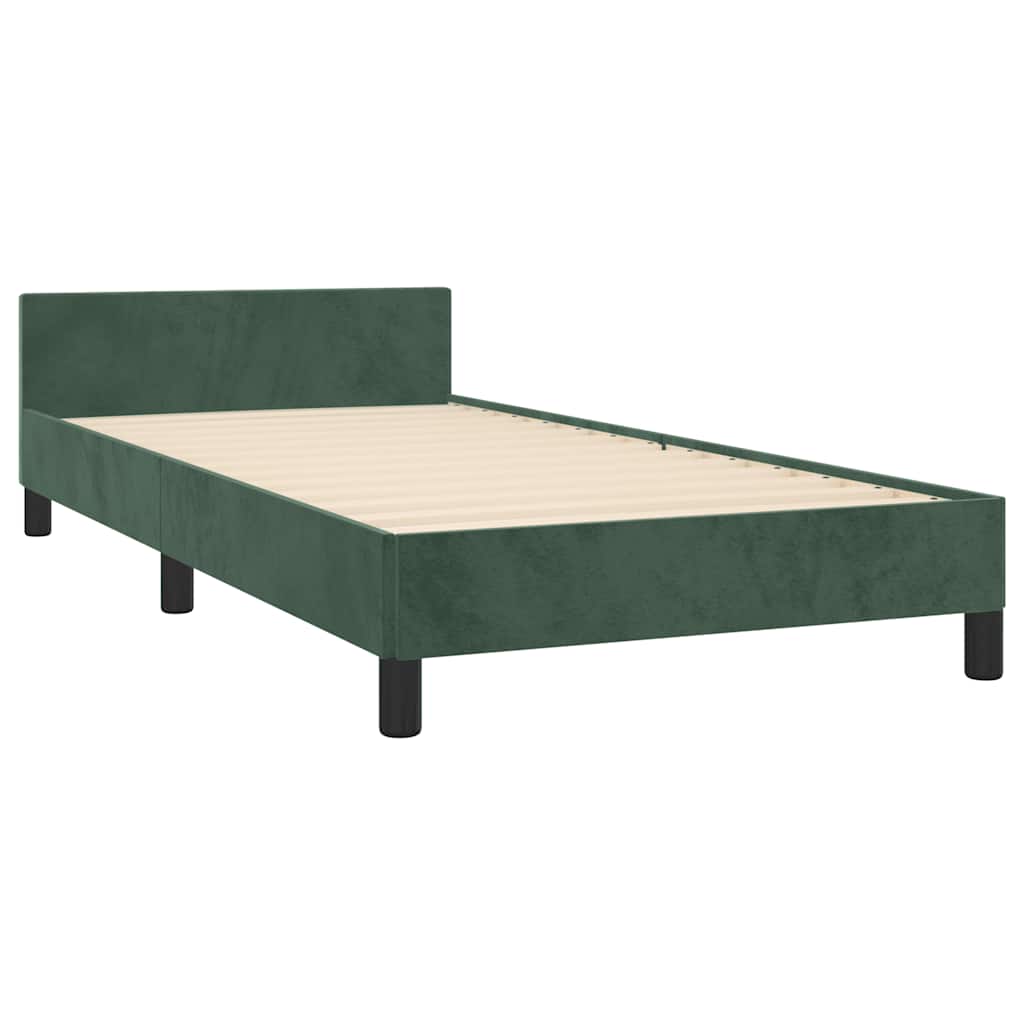 Cadre de lit sans matelas vert foncé 90x200 cm velours - XIOS