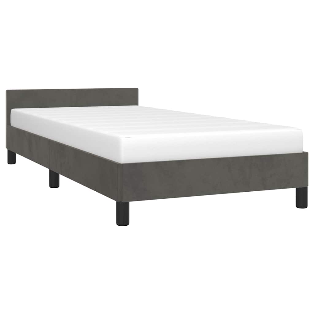 Cadre de lit sans matelas gris foncé 100x200 cm velours - XIOS