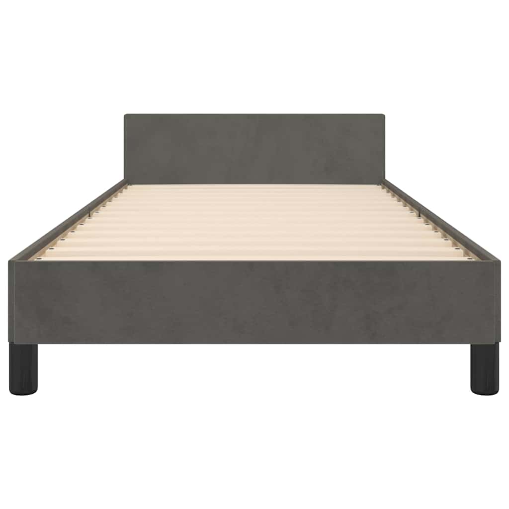 Cadre de lit sans matelas gris foncé 100x200 cm velours - XIOS