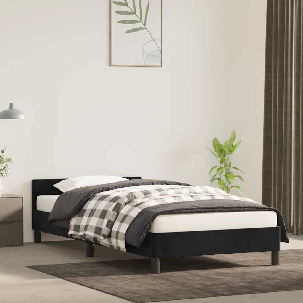 Cadre de lit sans matelas noir 100x200 cm velours - XIOS