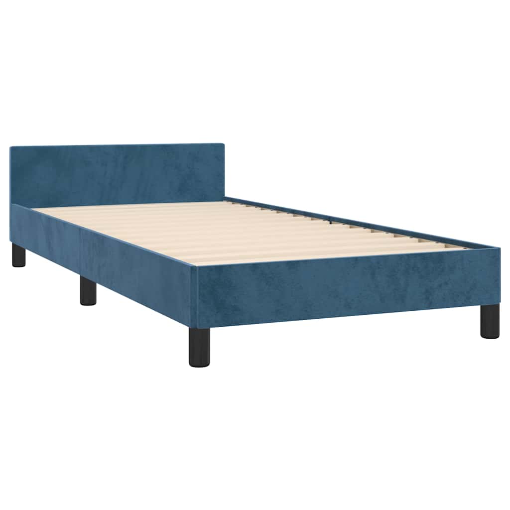 Cadre de lit sans matelas bleu foncé 100x200 cm velours - XIOS